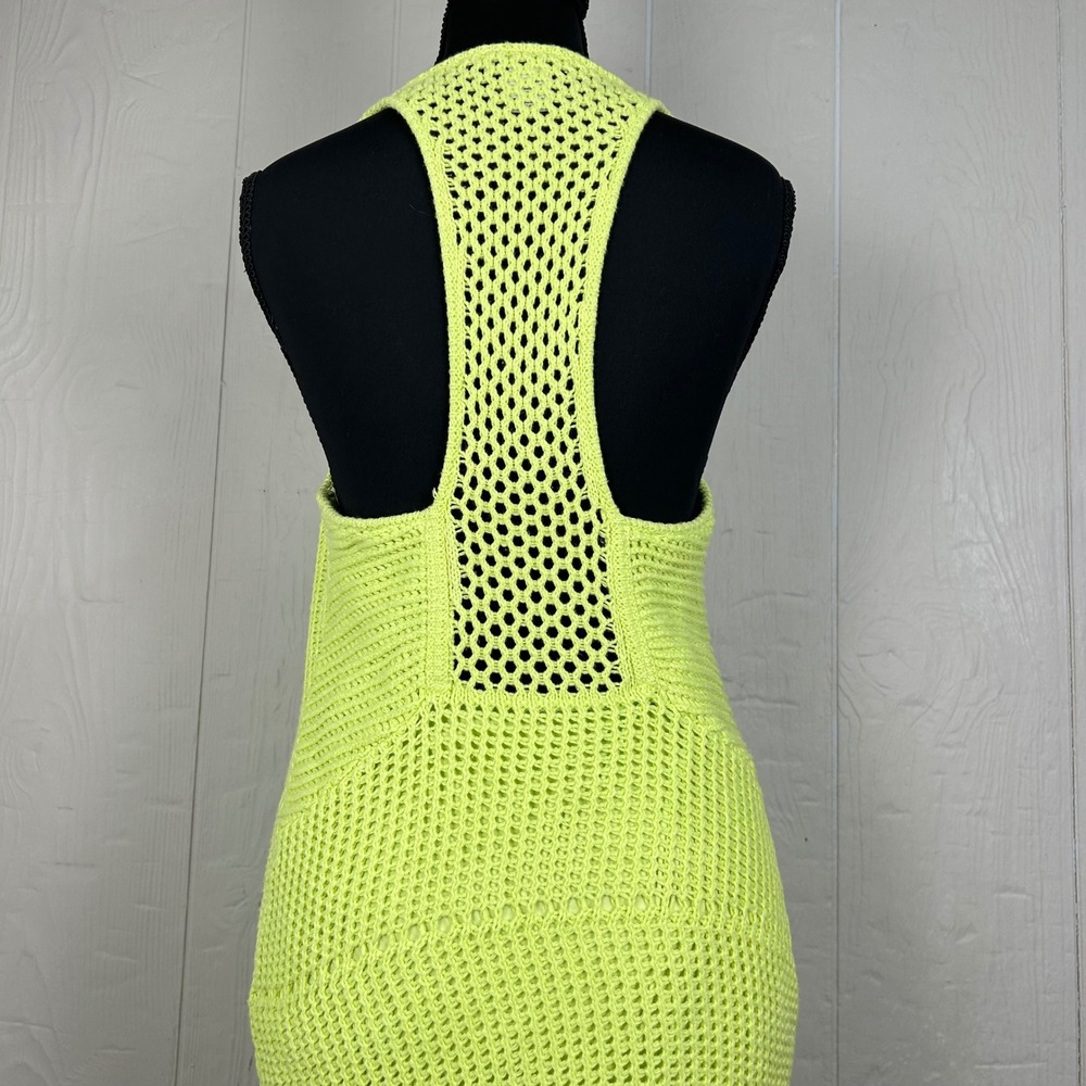 Rachel Zoe Crochet Maxi Dress Lime Green Sleeveless Boho Festival Resort Small - Picture 5 of 10